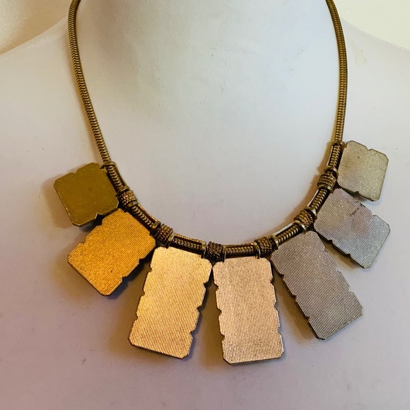 Vintage gold and honey brown tone bib adjustable necklace / choker - Picture 2 of 5